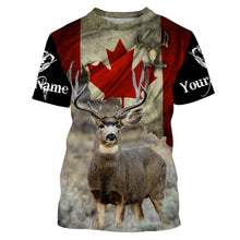 Load image into Gallery viewer, Mule Deer Canada flag 3D all over print Shirts, Personalized hunting gifts for Men, Women and Kid FSD3177