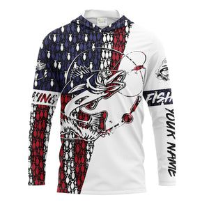 Walleye Fishing Angler American flag Customize Name All over printed UV Protection Shirts - Walleye fishing Jersey FSD2152