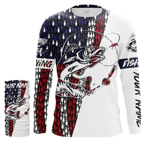 Walleye Fishing Angler American flag Customize Name All over printed UV Protection Shirts - Walleye fishing Jersey FSD2152