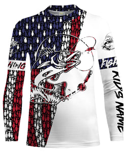 Walleye Fishing Angler American flag Customize Name All over printed UV Protection Shirts - Walleye fishing Jersey FSD2152