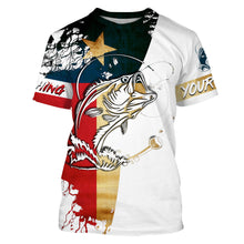 Load image into Gallery viewer, Fishing Shirt Texas Flag Largemouth Bass fishing Apparel for Adult and Kid, Personalized Patriotic gift FSD3243