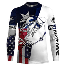 Load image into Gallery viewer, Bass Fishing TX and USA flag 3D Full printing Shirts - Personalized Fishing gift, Men&#39;s Performance Fishing Shirts FSD2201