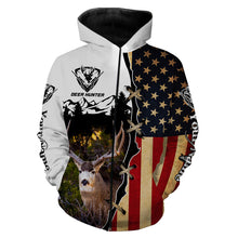 Load image into Gallery viewer, Mule Deer hunting American flag custom name 3D all over print Shirts, Personalized gifts FSD3161