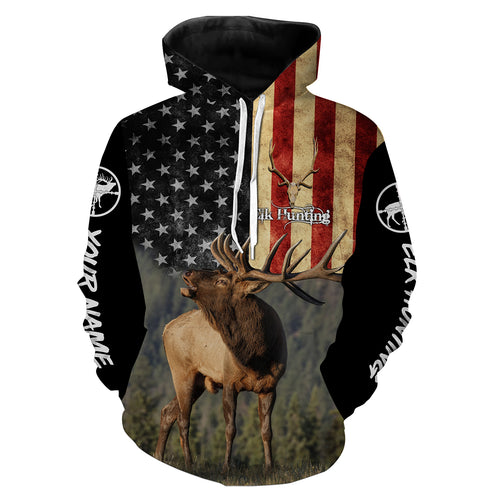 Elk hunting American flag Custom name All over print shirt, T-shirt, Hoodie, Long sleeve Hunting gift FSD3165