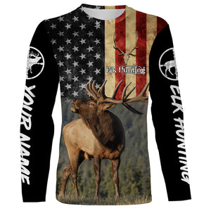 Elk hunting American flag Custom name All over print shirt, T-shirt, Hoodie, Long sleeve Hunting gift FSD3165