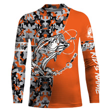 Load image into Gallery viewer, Bass Tattoo camo Orange Bass Fishing Custom Name UV Protection Shirts, Bass Fishing Jerseys - FSD3255