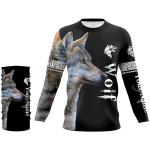 Wolf Hunting Predators Hunter Customized Name 3D Full Printing Shirts Personalized Hunting Gifts Shirt for Adult and Kid FSD2072