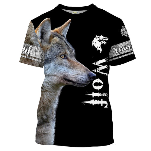 Wolf Hunting Predators Hunter Customized Name 3D Full Printing Shirts Personalized Hunting Gifts Shirt for Adult and Kid FSD2072