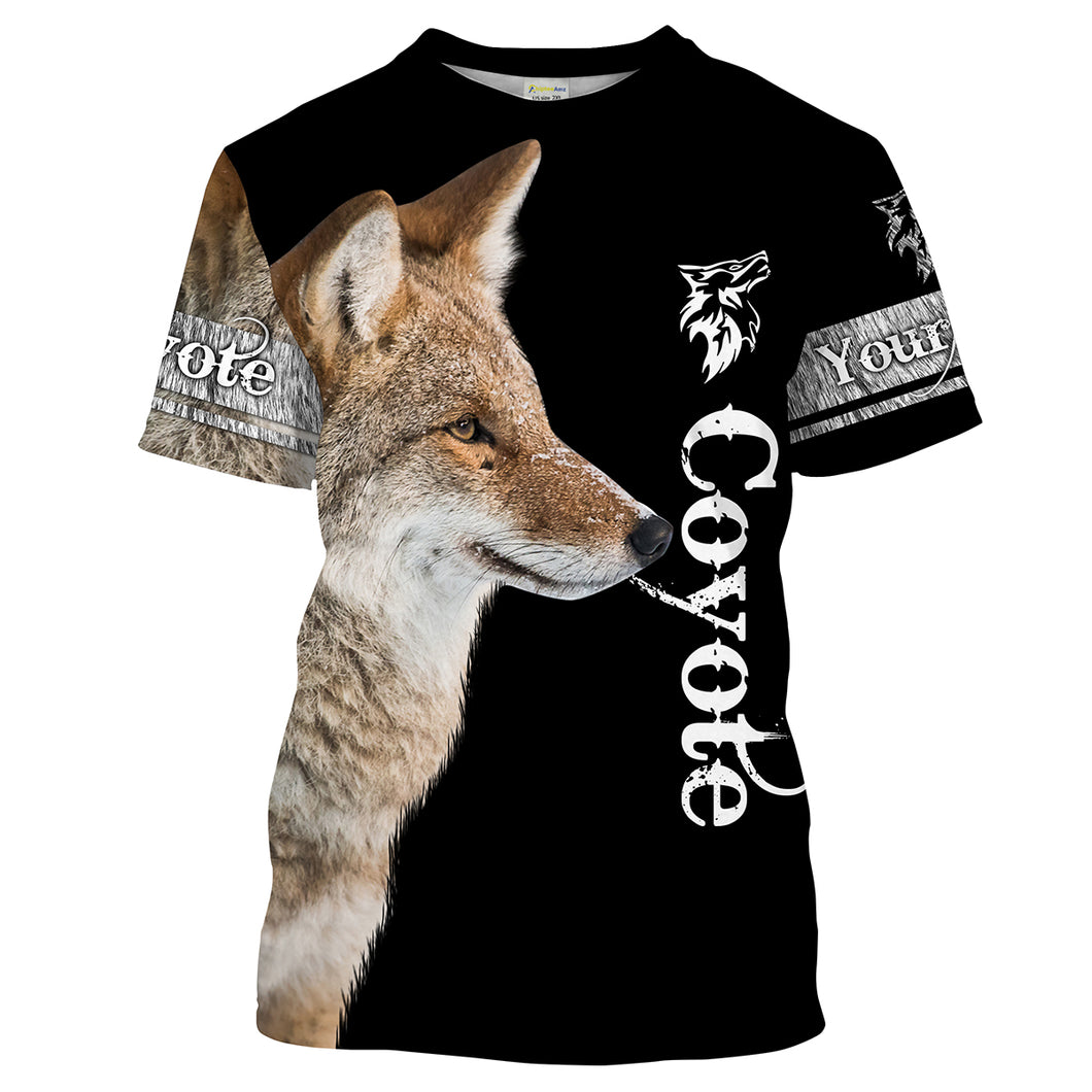 Coyote Hunting Predator Hunter Customize Name 3D Full Printing Shirts Personalized Hunting Gifts for Adult and Kid FSD2073