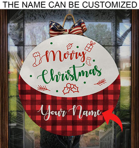 Merry Christmas Fishing Bobber Custom Name Wooden Door Hanger, Personalized Fishing Home Signs FSD2493