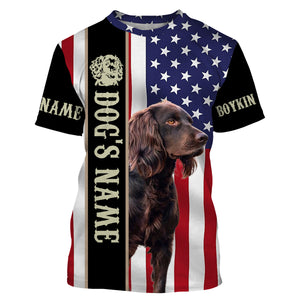 Boykin Spaniel American flag custom Name Full printing shirts, Patriotic gifts for dog lovers FSD3347