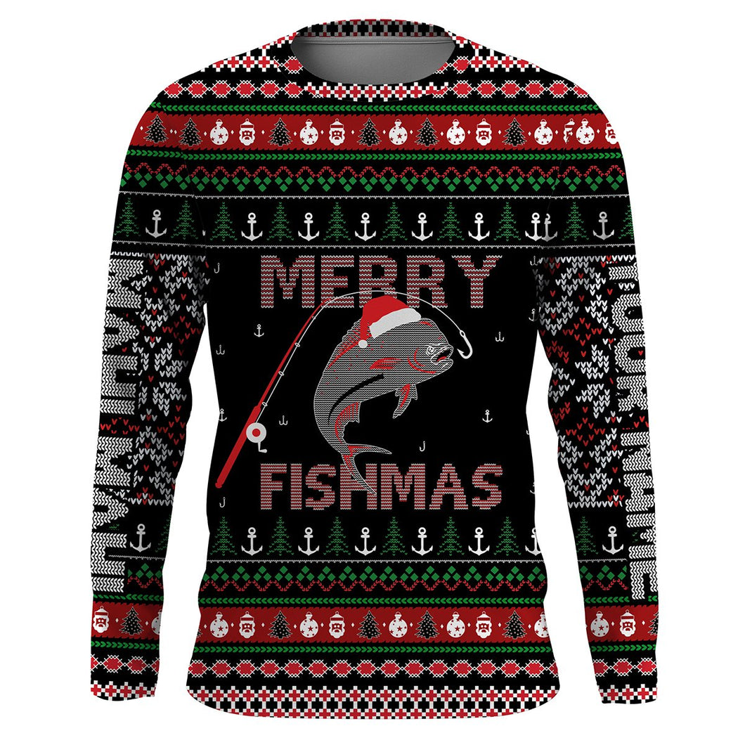 Ugly Fishing Christmas Mahi Mahi Fish Apparel, Merry Fishmas Custom Name Shirts, Christmas Gift for Fisherman FSD2511