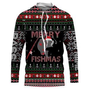 Ugly Fishing Christmas Largemouth Bass Merry Fishmas Custom Name Shirts, Christmas Gift for Fisherman FSD3638