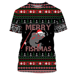 Ugly Fishing Christmas Walleye Merry Fishmas Custom Name Shirts, Christmas Gift for Fisherman FSD3639