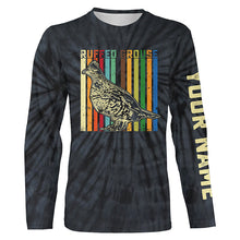 Load image into Gallery viewer, Ruffed Grouse Hunting Retro tie dye Custom Name T-shirt, Long sleeve, Hoodie for Upland game Hunters FSD3936