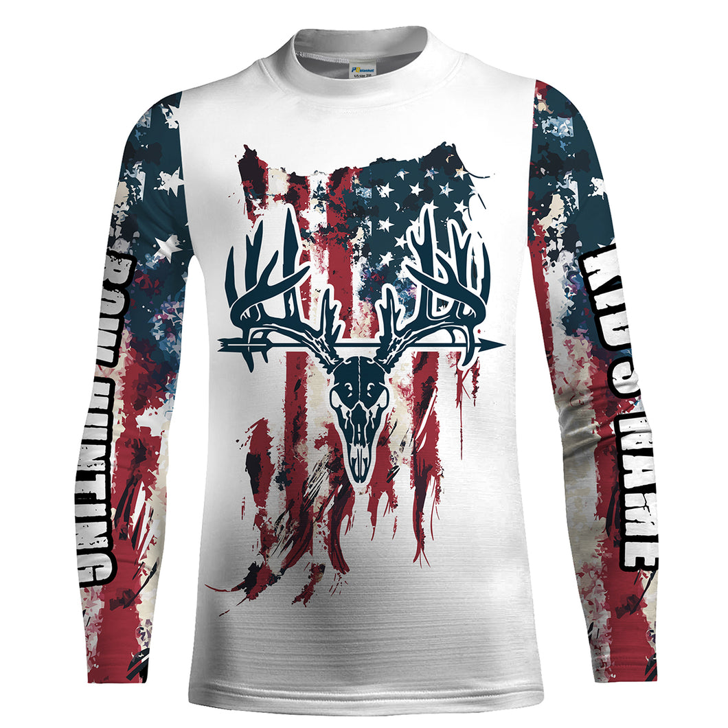 Bow Hunting Archery Deer Skull American flag custom Name Shirts - Patriotic Deer Bowhunting gifts FSD2395