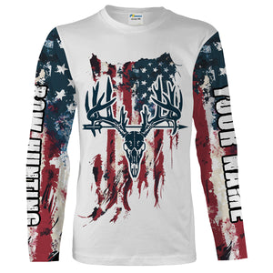 Bow Hunting Archery Deer Skull American flag custom Name Shirts - Patriotic Deer Bowhunting gifts FSD2395