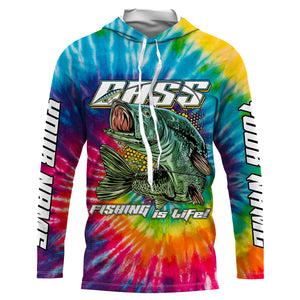 Personalized Bass Fishing Tie Dye 3D All over print Shirt, Personalized Fishing Clothes UPF30+ FSD3105