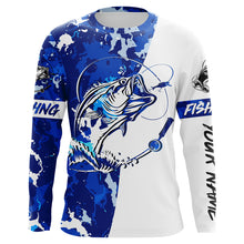 Load image into Gallery viewer, Bass Fishing blue sea camouflage custom Name UV Protection Shirts, Bass Fishing Jerseys FSD3211