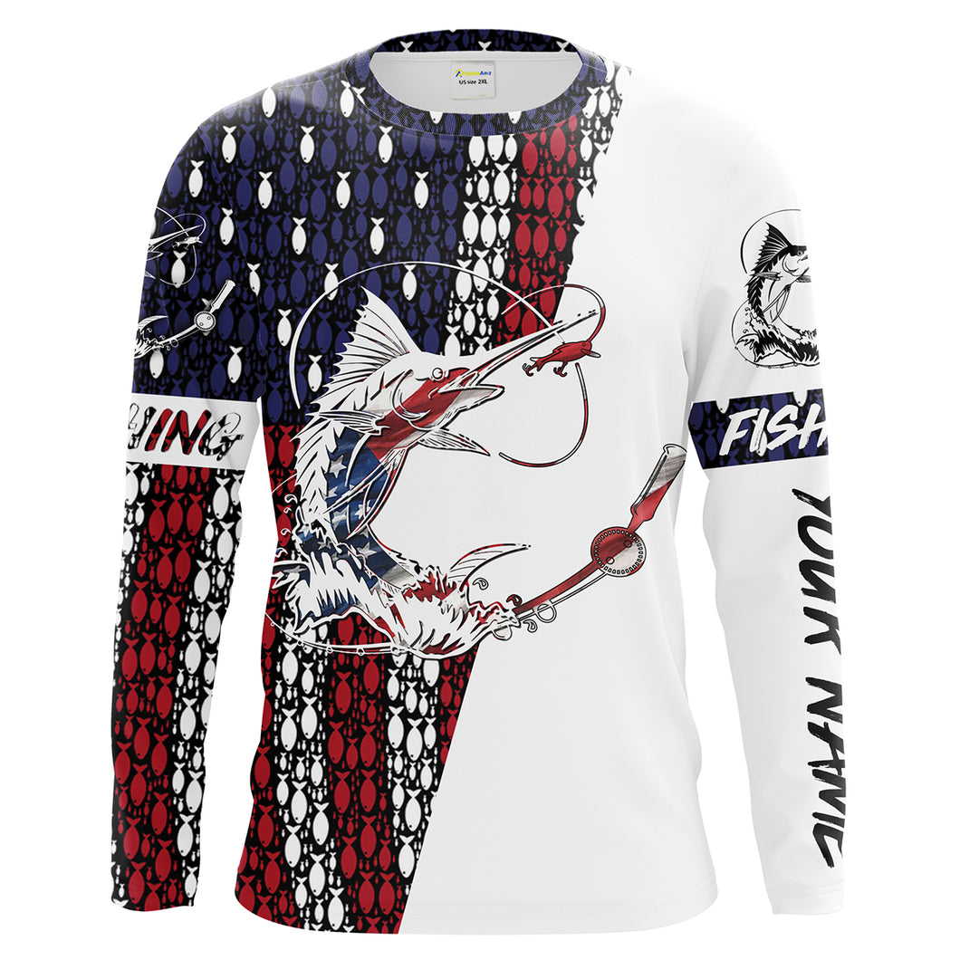 Sailfish Fishing Patriotic American flag UV protection Shirts for Fisherman Personalized gifts on Christmas, Fathers day FSD2161