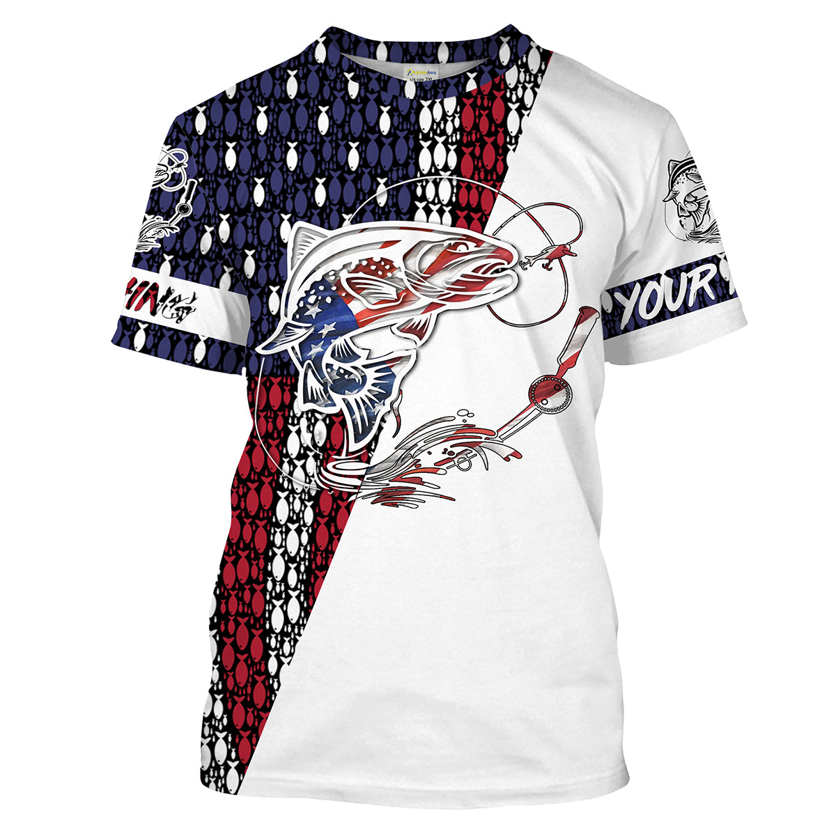 Trout Fishing Patriotic American flag UV protection Shirts for Fisherman - Personalized gifts on Christmas, Fathers day FSD2159