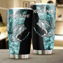 Load image into Gallery viewer, 1pc Bass Fishing Blue Smoke Custom Name Stainless Steel Fishing Tumbler Cup, Personalized Fishing Gifts FSD3228