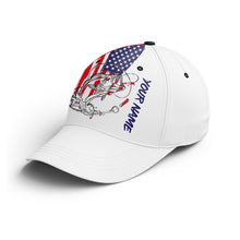 Load image into Gallery viewer, American Flag Largemouth Bass fishing custom name Adjustable unisex Fishing Baseball Hat FSD3229