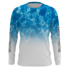 Load image into Gallery viewer, Personalized Water Surface Blue Performance Shirts, Fishing Tournament UV Protection Long Sleeve, Fishing Jerseys FSD2673