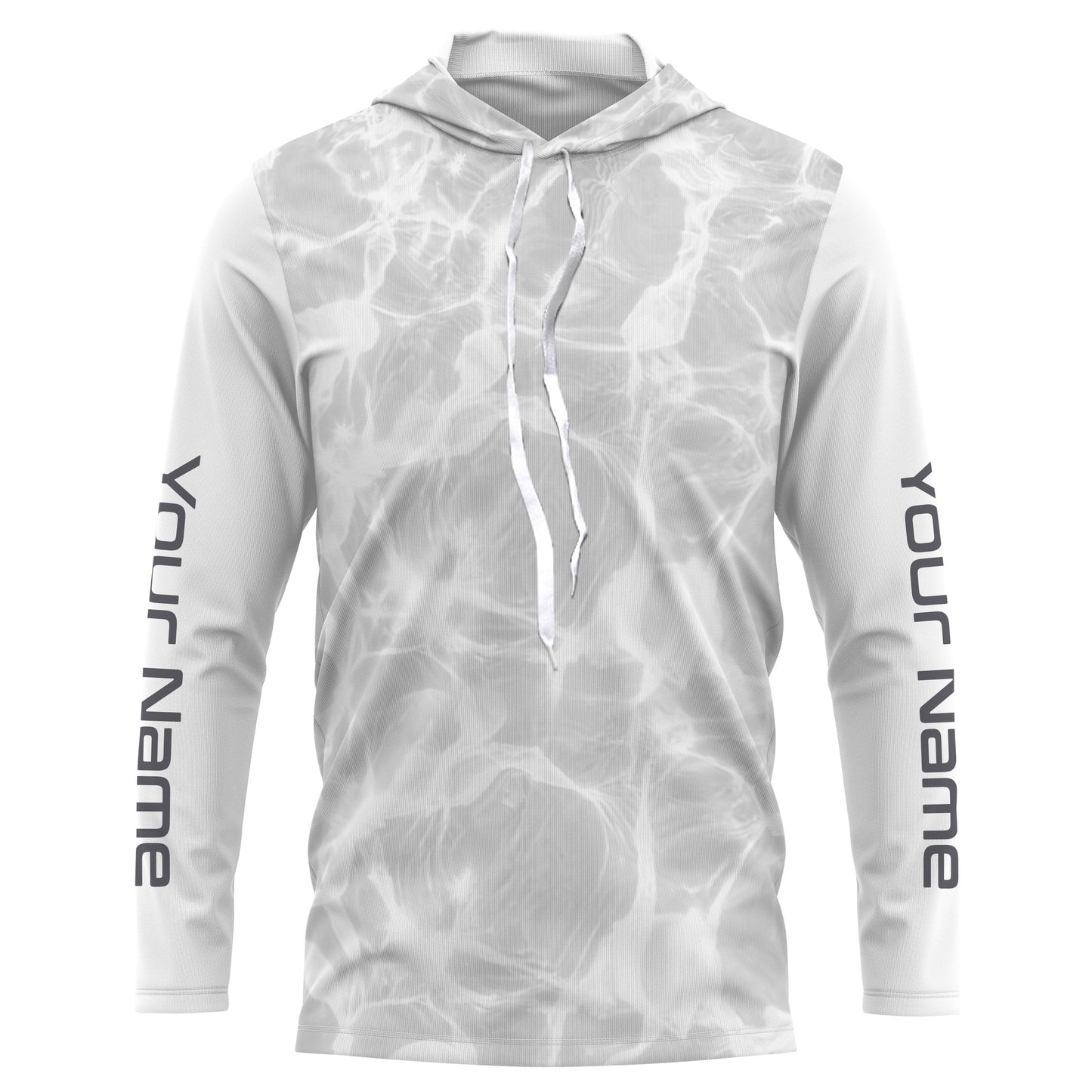 Personalized Fishing Performance Shirts, Water Surface White and Grey Fishing UV Protection Long Sleeve, Fishing Jerseys FSD2674
