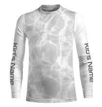 Load image into Gallery viewer, Personalized Fishing Performance Shirts, Water Surface White and Grey Fishing UV Protection Long Sleeve, Fishing Jerseys FSD2674
