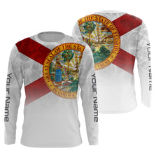 Load image into Gallery viewer, Florida State Flag Performance Shirts, Custom Name Florida Fishing UV Protection Long Sleeve, Fishing Gifts FSD2675