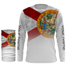 Load image into Gallery viewer, Florida State Flag Performance Shirts, Custom Name Florida Fishing UV Protection Long Sleeve, Fishing Gifts FSD2675