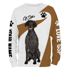 Love German Shorthaired Pointer hunting dog custom name 3D Full printing Shirt, Gifts for GSP lover FSD3720