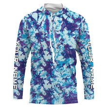 Load image into Gallery viewer, Violet and blue Tie Dye Custom printed Shirt, Blue performance UV protection Fishing shirt FSD3363