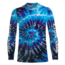 Load image into Gallery viewer, Blue black Tie Dye Custom printed Shirt, Performance long sleeve UV protection Fishing shirt FSD3364