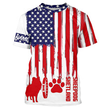 Load image into Gallery viewer, Patriotic American flag Dog T-shirt for Humans with many dog breeds to choose from FSD4144