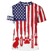 Load image into Gallery viewer, Patriotic American flag Dog T-shirt for Humans with many dog breeds to choose from FSD4144