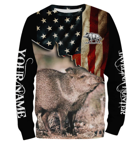 Javelina hunting US Flag custom Name 3D All over print Shirt Personalized Hunting gift FSD861