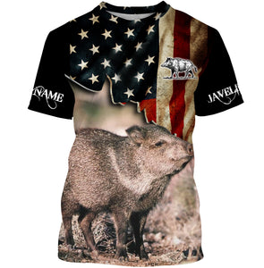 Javelina hunting US Flag custom Name 3D All over print Shirt Personalized Hunting gift FSD861