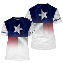 Load image into Gallery viewer, Texas flag Performance Shirts, Custom Name TX Fishing water wave UV Protection shirts for Fisherman FSD4053