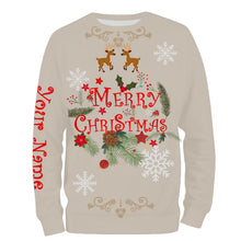 Load image into Gallery viewer, Merry Christmas custom name 3D All over print Sweatshirt, T-shirt, Long sleeves, Hoodie - Christmas gift shirt FSD586