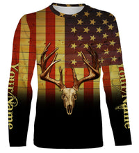 Load image into Gallery viewer, Deer Skull American flag Patriotic Retro Vintage Custom Name all over print shirts, Personalized Gifts FSD3197