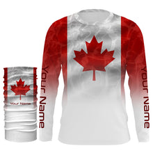Load image into Gallery viewer, Canadian Flag Performance Shirts, Custom Name Canada Fishing water wave UV Protection shirts for Fisherman FSD4145