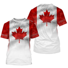 Load image into Gallery viewer, Canadian Flag Performance Shirts, Custom Name Canada Fishing water wave UV Protection shirts for Fisherman FSD4145