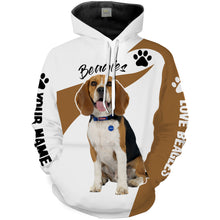 Load image into Gallery viewer, Love Beagle hunting dog custom name 3D Full printing Shirt, Hoodie, Zip up hoodie Personalized gifts for beagle lover FSD1687