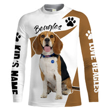 Load image into Gallery viewer, Love Beagle hunting dog custom name 3D Full printing Shirt, Hoodie, Zip up hoodie Personalized gifts for beagle lover FSD1687