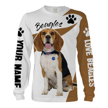 Load image into Gallery viewer, Love Beagle hunting dog custom name 3D Full printing Shirt, Hoodie, Zip up hoodie Personalized gifts for beagle lover FSD1687