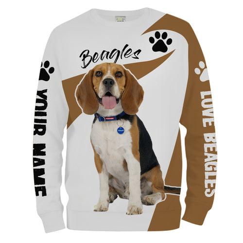 Love Beagle hunting dog custom name 3D Full printing Shirt, Hoodie, Zip up hoodie Personalized gifts for beagle lover FSD1687