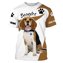 Load image into Gallery viewer, Love Beagle hunting dog custom name 3D Full printing Shirt, Hoodie, Zip up hoodie Personalized gifts for beagle lover FSD1687