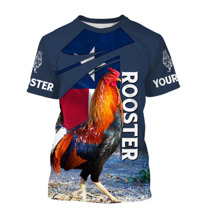 Rooster Texas Flag Custom Name 3D All Over Printed Shirts, Hoodie - Rooster Lovers Gifts Idea FSD2613